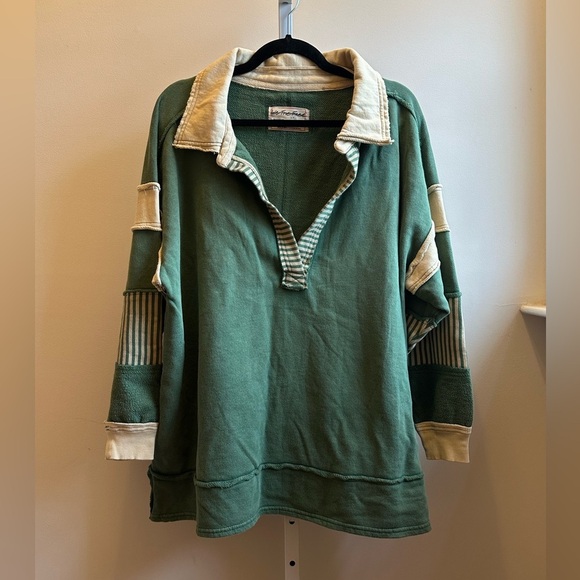 NWOT We The Free Clean Prep Polo Pullover Top S Oversized Striped - Picture 4 of 8